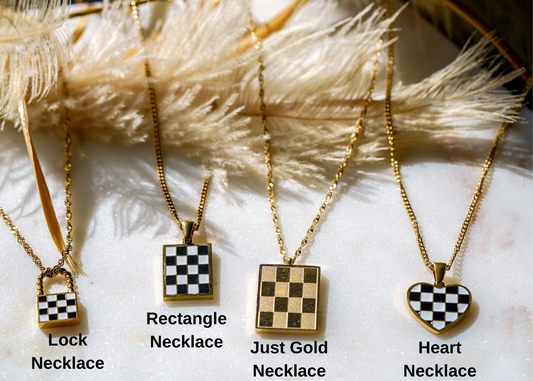 Checkered Necklace & Ring Set
