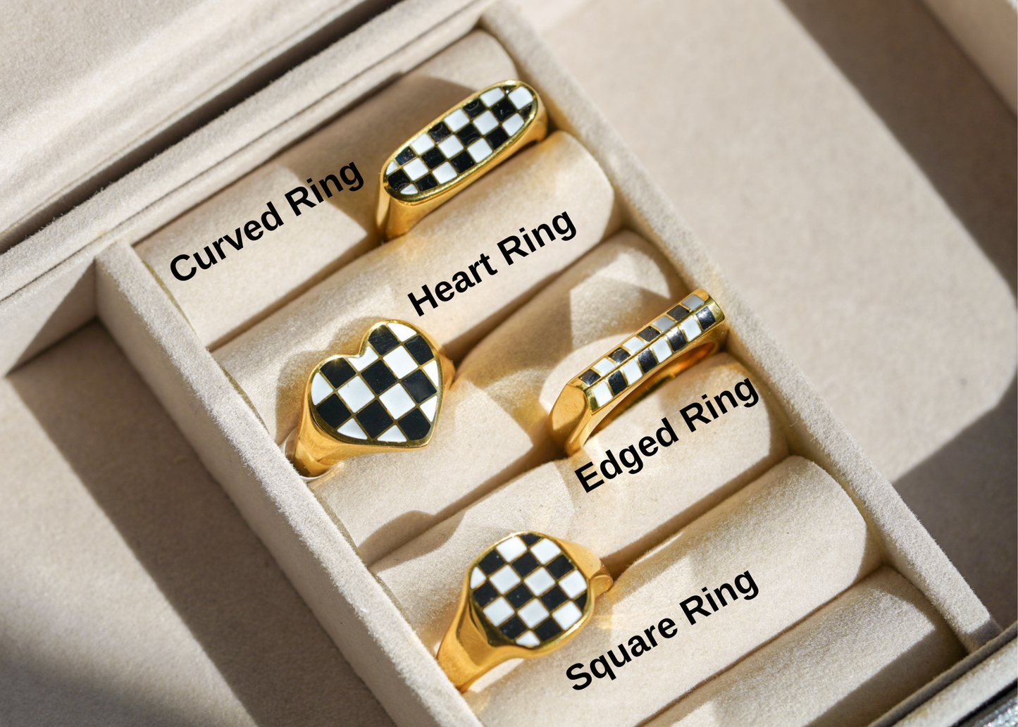 Checkered Necklace & Ring Set