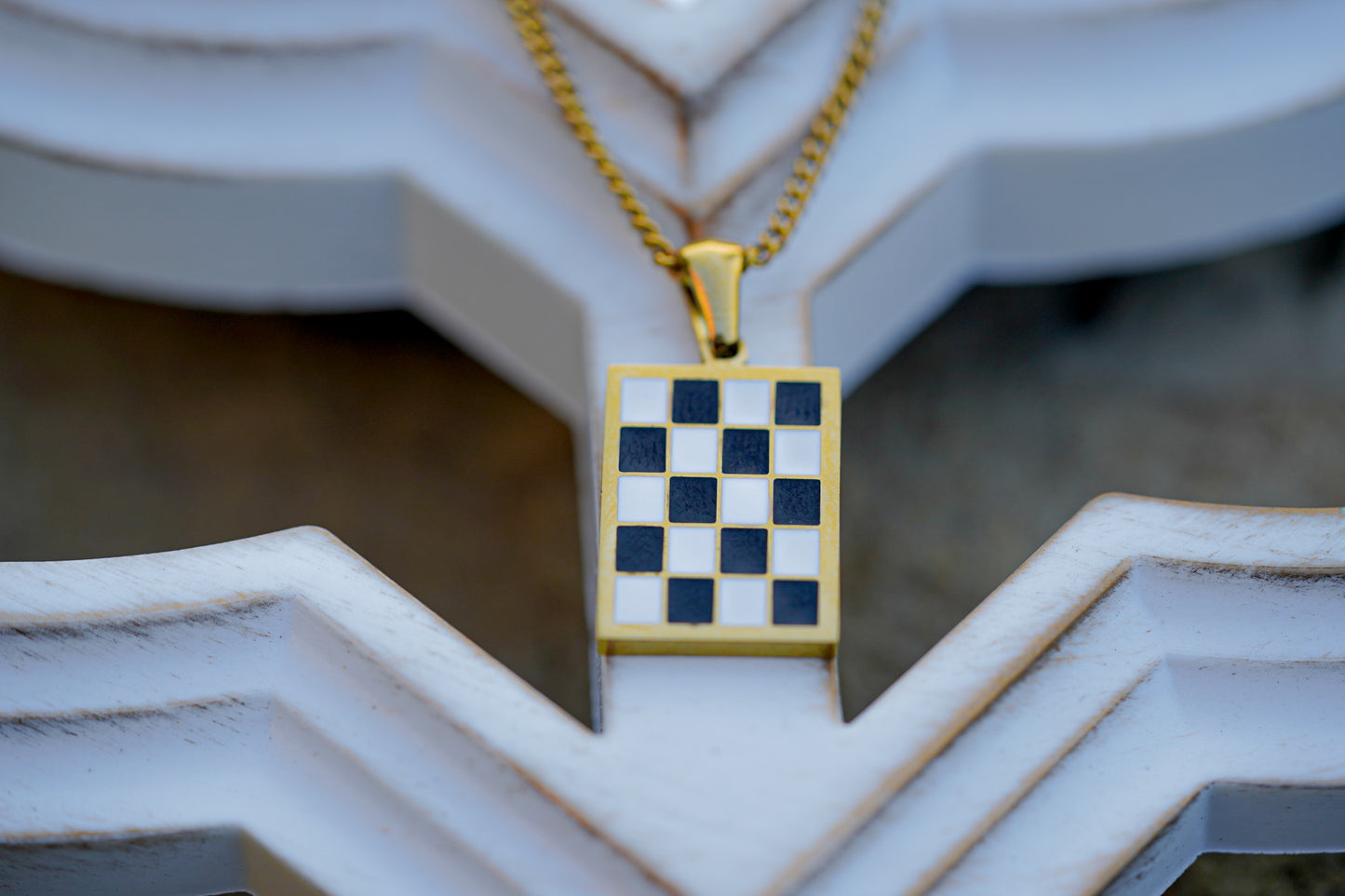 Checkered Necklace & Ring Set