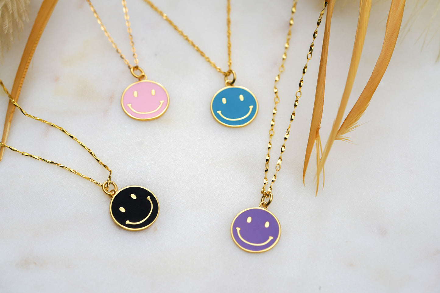 Colored Smiley Face Necklace