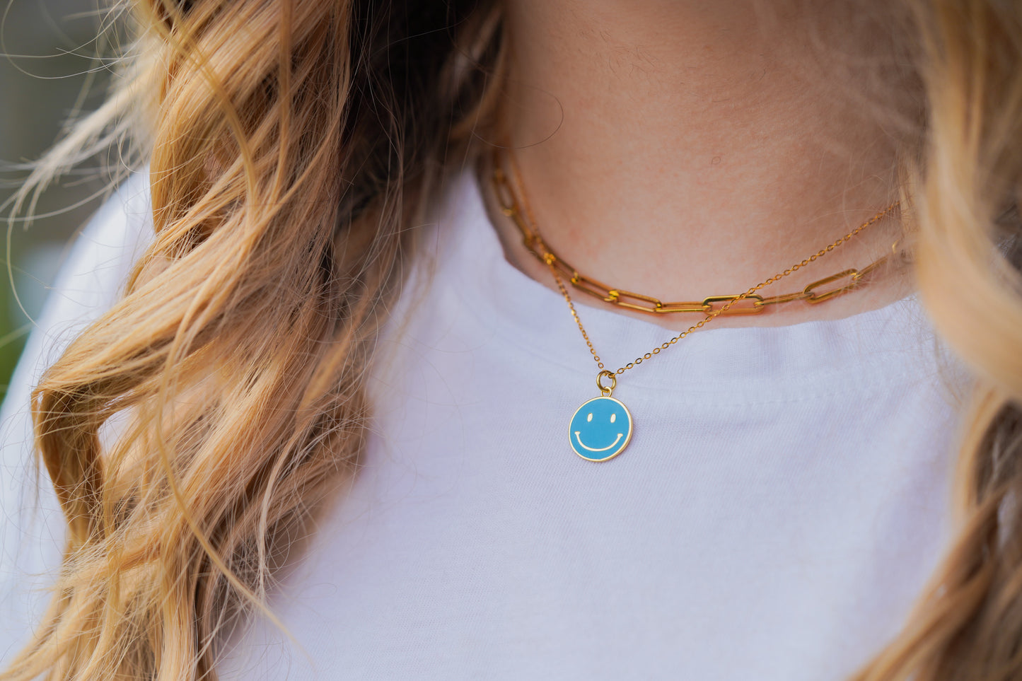 Colored Smiley Face Necklace