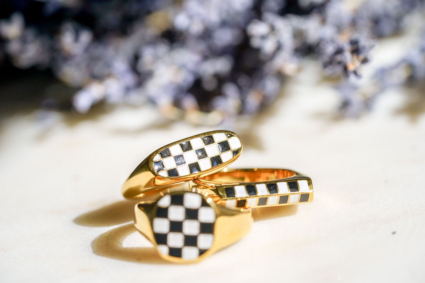 Checkered Necklace & Ring Set