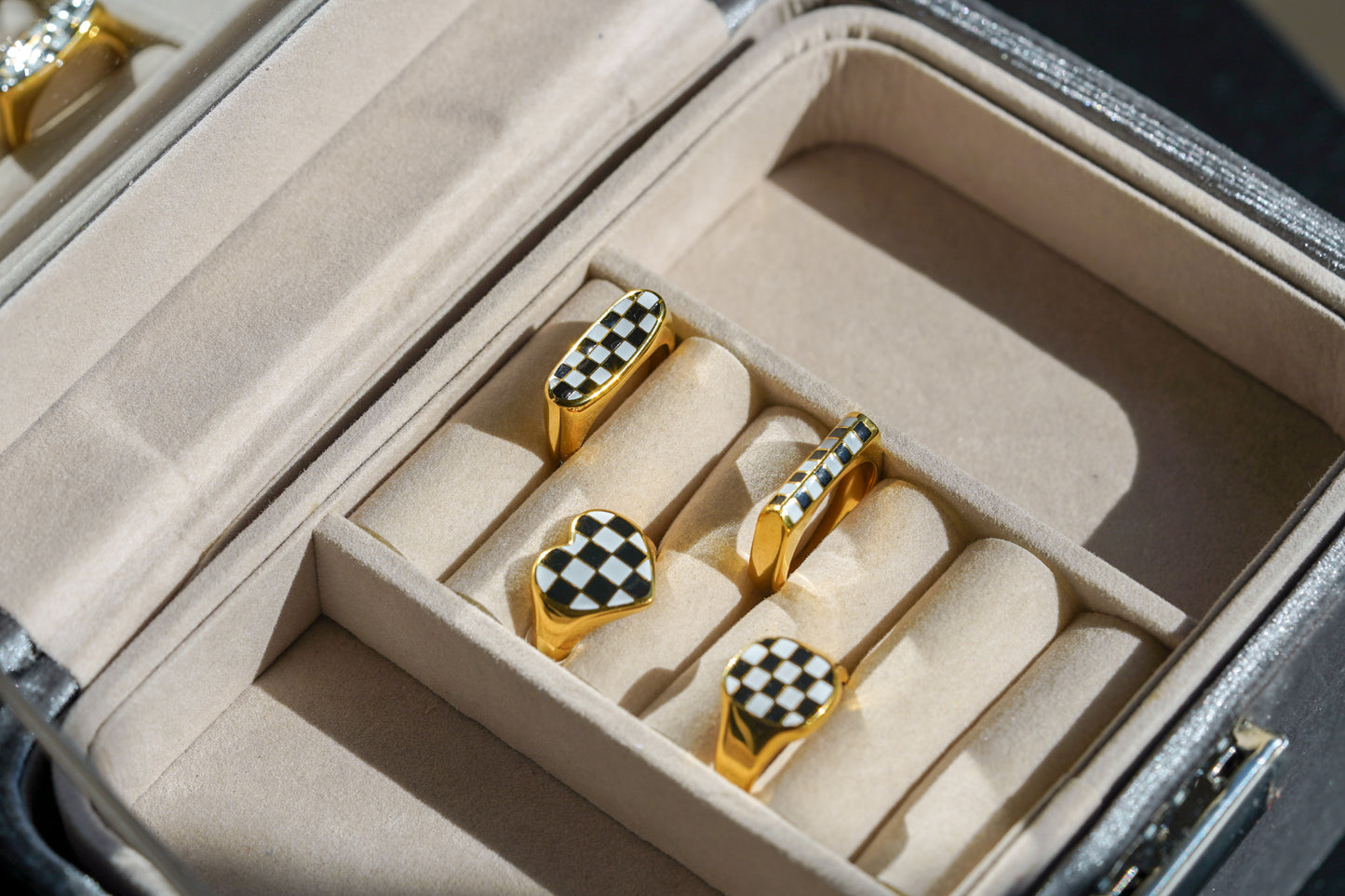 Checkered Necklace & Ring Set