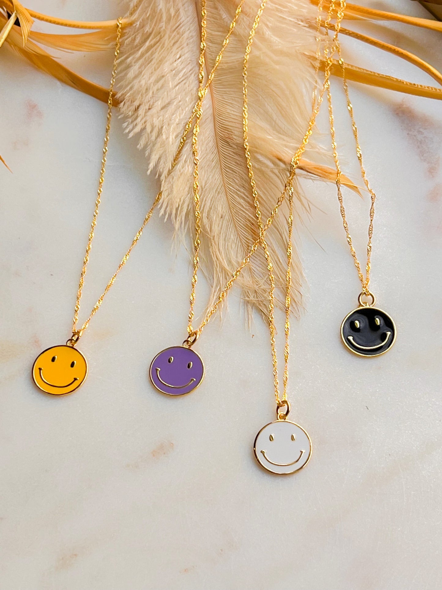 Colored Smiley Face Necklace